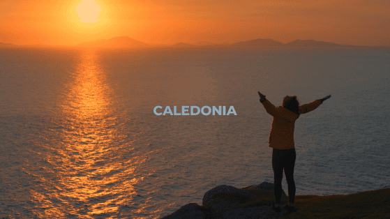 Music Video for Caledonia by Ciaran McAuley, Sue McLaren, and Nicholas Gunn on Blue Dot Trance, depicting a dramatic Celtic highland landscape.